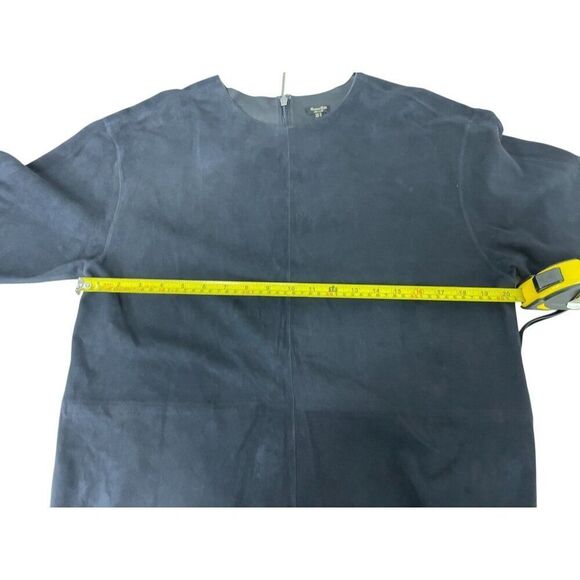 Massimo Dutti Womens Blouse M Short Sleeve Suede Leather Navy Blue 5311/841 NWT - Picture 9 of 10
